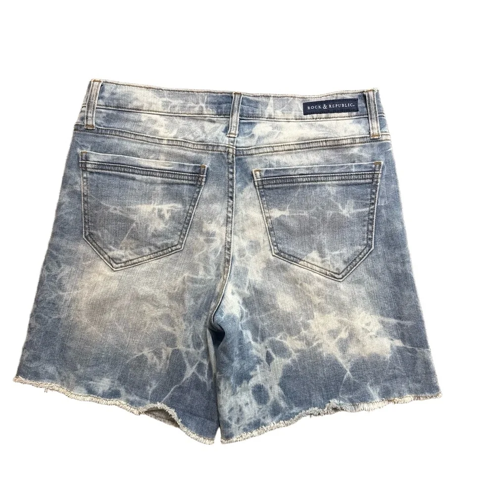 Rock & Republic Womens 10 Shorts Tie Dye Distressed Frayed Hem Soft Denim Trendy - Picture 2 of 3